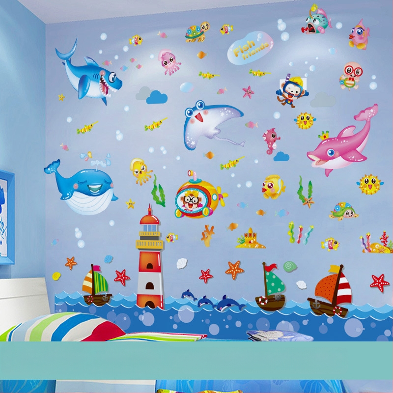 Sienas uzlīme bērnu istabai — karikatūras motīvs, PVC materiāls, ūdensizturīgs, 1 gab., plakans dizains