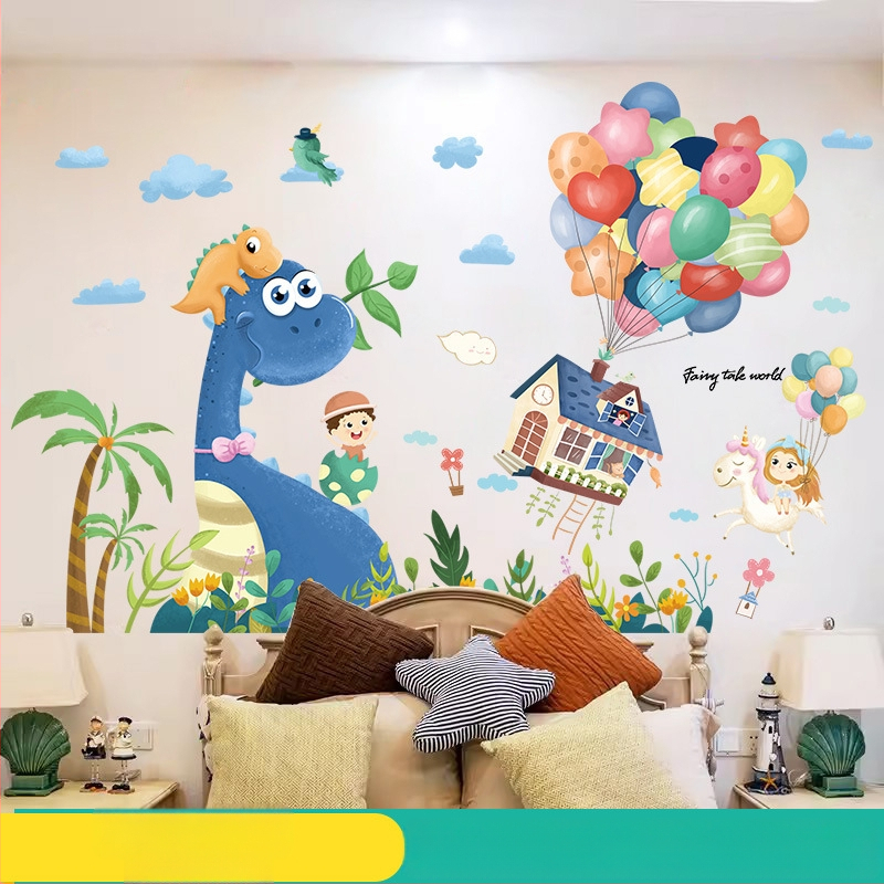 Sienas uzlīme bērnu istabai — karikatūras motīvs, PVC materiāls, ūdensizturīgs, 1 gab., plakans dizains