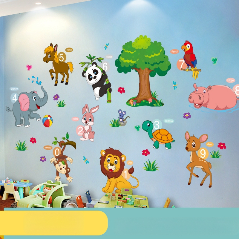 Sienas uzlīme bērnu istabai — karikatūras motīvs, PVC materiāls, ūdensizturīgs, 1 gab., plakans dizains