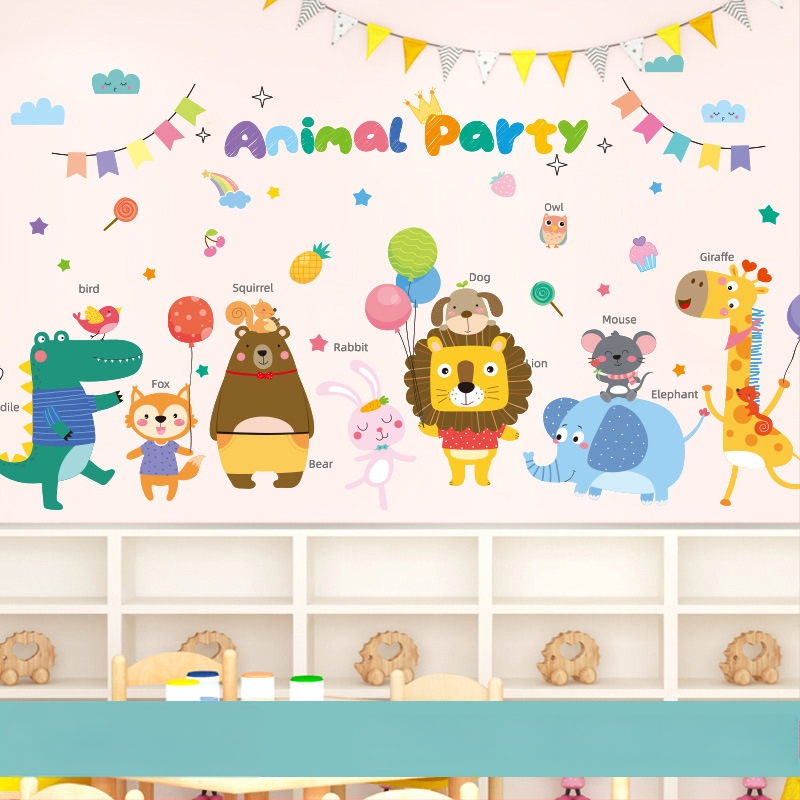 Sienas uzlīme bērnu istabai — karikatūras motīvs, PVC materiāls, ūdensizturīgs, 1 gab., plakans dizains