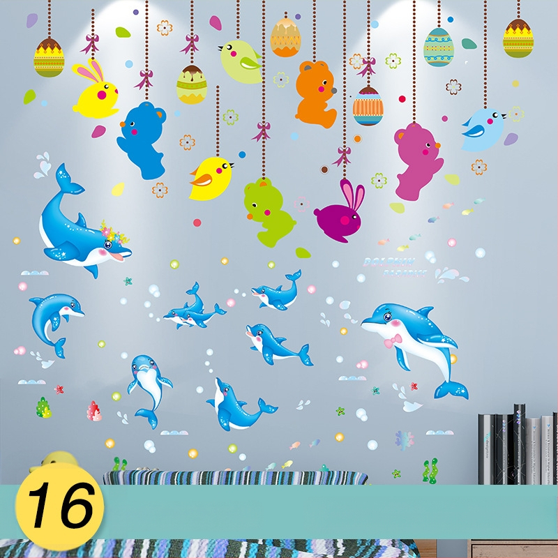 Sienas uzlīme bērnu istabai — karikatūras motīvs, PVC materiāls, ūdensizturīgs, 1 gab., plakans dizains