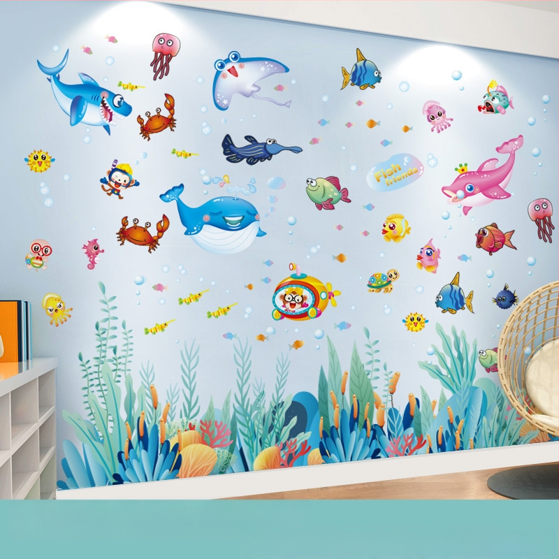 Sienas uzlīme bērnu istabai — karikatūras motīvs, PVC materiāls, ūdensizturīgs, 1 gab., plakans dizains