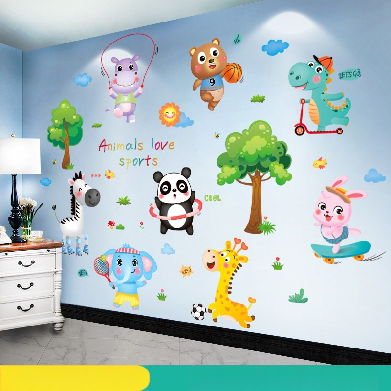 Sienas uzlīme bērnu istabai — karikatūras motīvs, PVC materiāls, ūdensizturīgs, 1 gab., plakans dizains