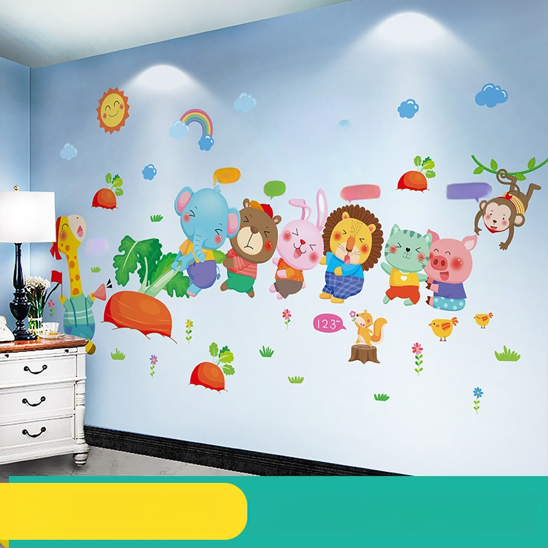 Sienas uzlīme bērnu istabai — karikatūras motīvs, PVC materiāls, ūdensizturīgs, 1 gab., plakans dizains