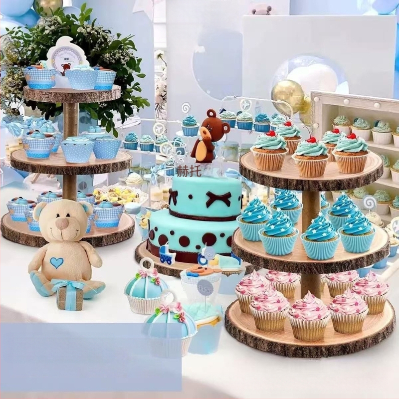 Višeslojni drveni stalak za tortu – ručna izrada od Paulownia, masivno drvo, porijeklo Šandong