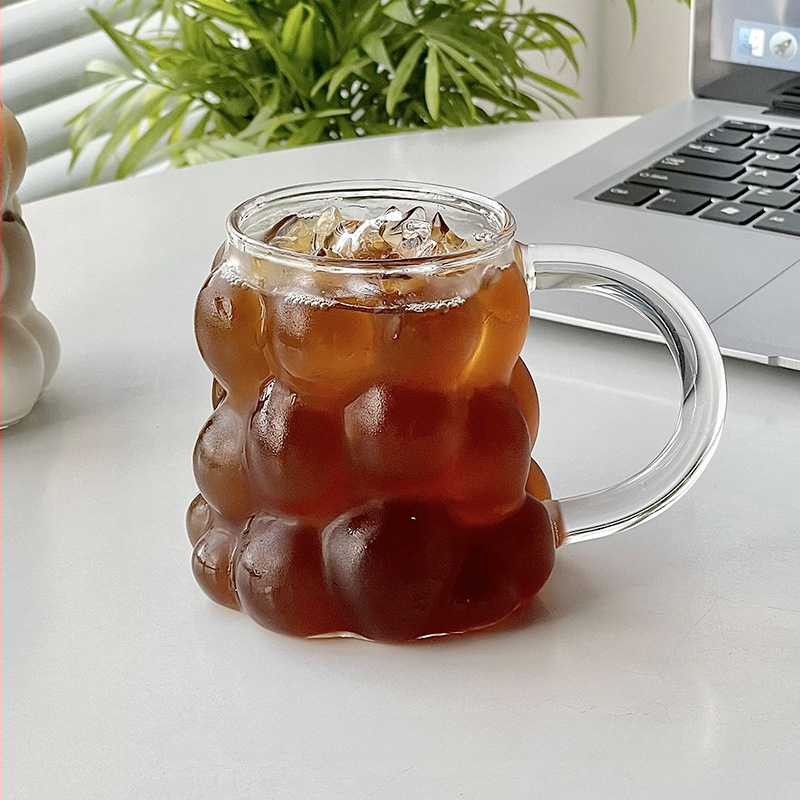 Šalica za kavu s držalom — otporna na visoke temperature, staklo od visokog borosilikata, dizajn nadahnut grožđem