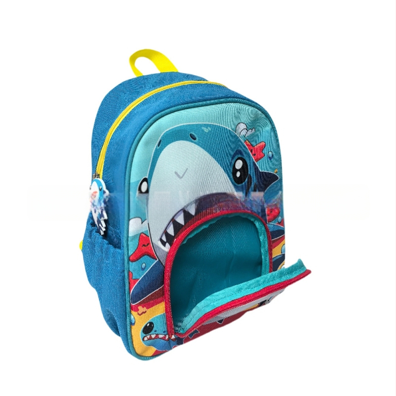Rucsac pentru copii de grădiniță, imprimeu rechin, din stofă Oxford, respirabil și rezistent la uzură, bretele curbate