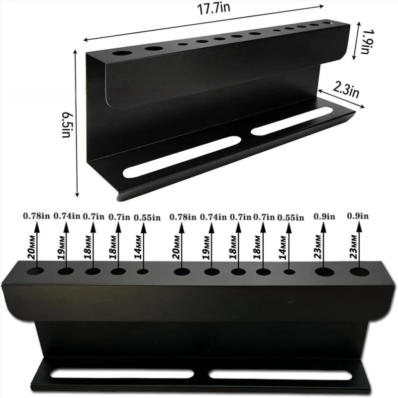 Kahe-korruseline süsinikterasest riiul auto pesemisharjade jaoks, laua pealne hoiustamine, kruviga kinnitamine