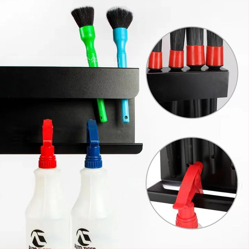 Kahe-korruseline süsinikterasest riiul auto pesemisharjade jaoks, laua pealne hoiustamine, kruviga kinnitamine