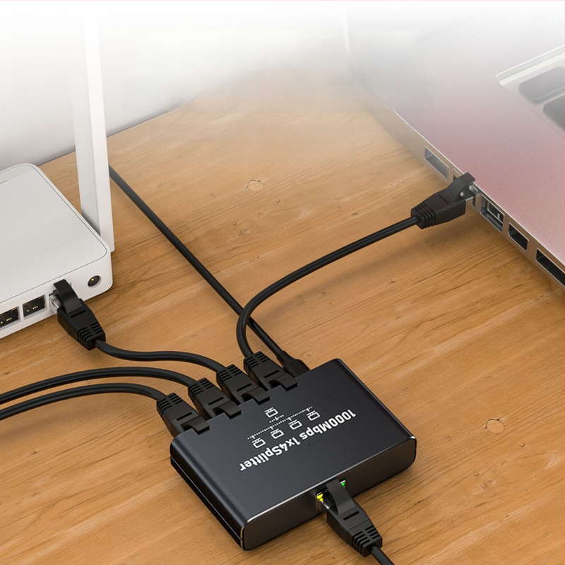 Gigabit Ethernet võrguseade, lüliti ja jagaja, väljundid 1–4 / 1–3 / 1–2, kiirus 1000 Mbps, mudel 1.2