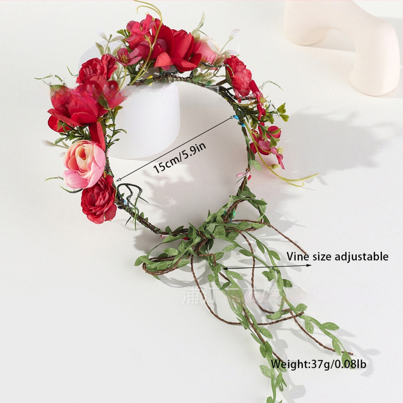 Käsitöö boheemne juuksekroon tekstiil-lilledega lastele