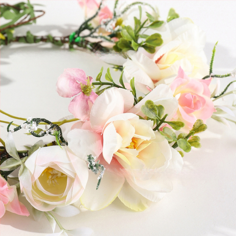 Käsitöö boheemne juuksekroon tekstiil-lilledega lastele