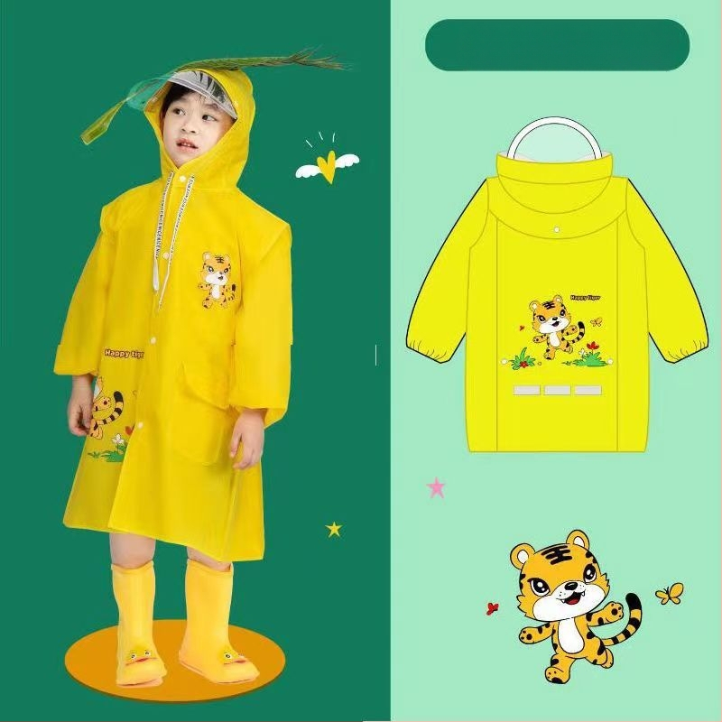 Detské dážďové pončo s karikatúrnym dizajnom, priehľadné EVA, hrúbka 15, PU vodotesný vrstva, pre deti