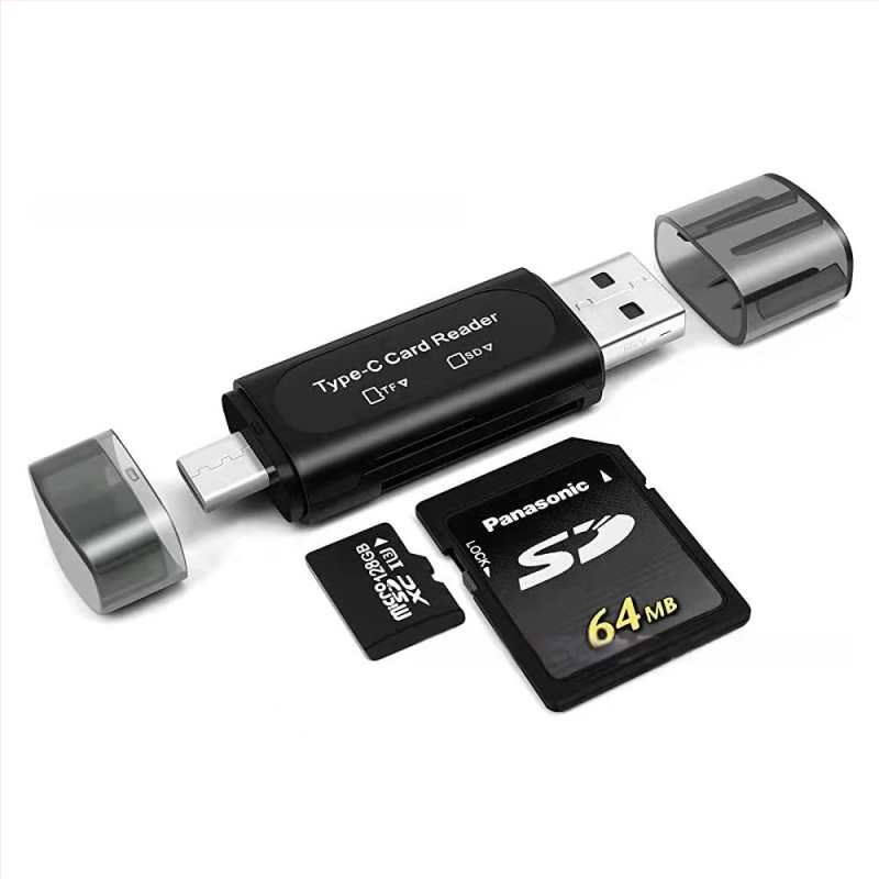 Q-02 Kahe-ühes OTG kaardilugeja SD/TF – Type-C/USB 2.0, välisseade, Windows 7 ühilduvus