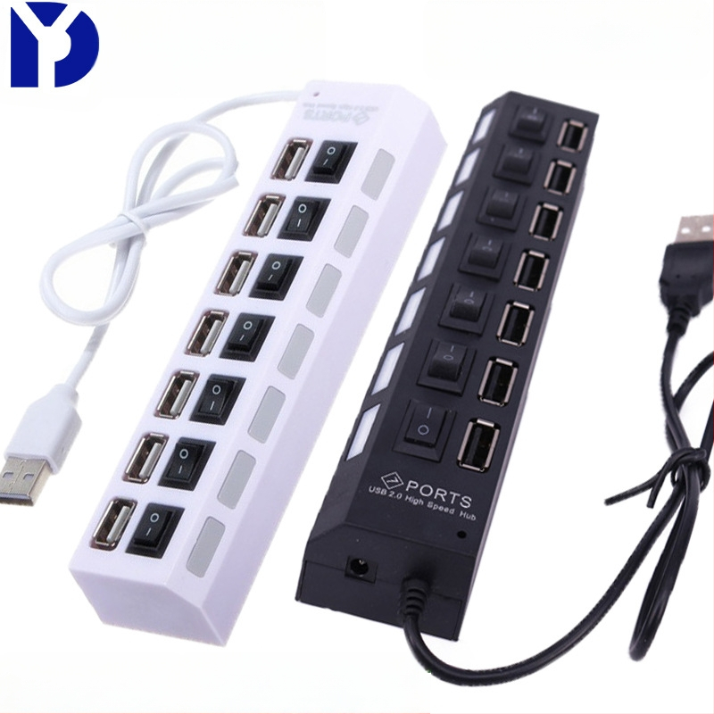 USB 2.0 7-pordiga hub andmete edastamiseks ja laadimiseks, USB kaudu toidetav, logotüübi printimine ja kohandamine saadaval