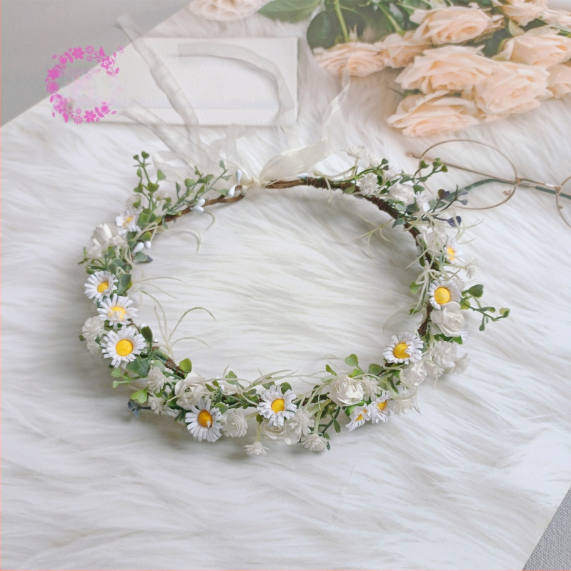 Laste juuksepein daisies ja tähtedega garland – käsitöö, plastik/resiin, Garland bränd, värske Mori stiil