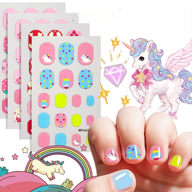 Laste küünte kleebiste komplekt – DIY küünekunst karikatuurloomade ja puuviljade mustritega, 5 g