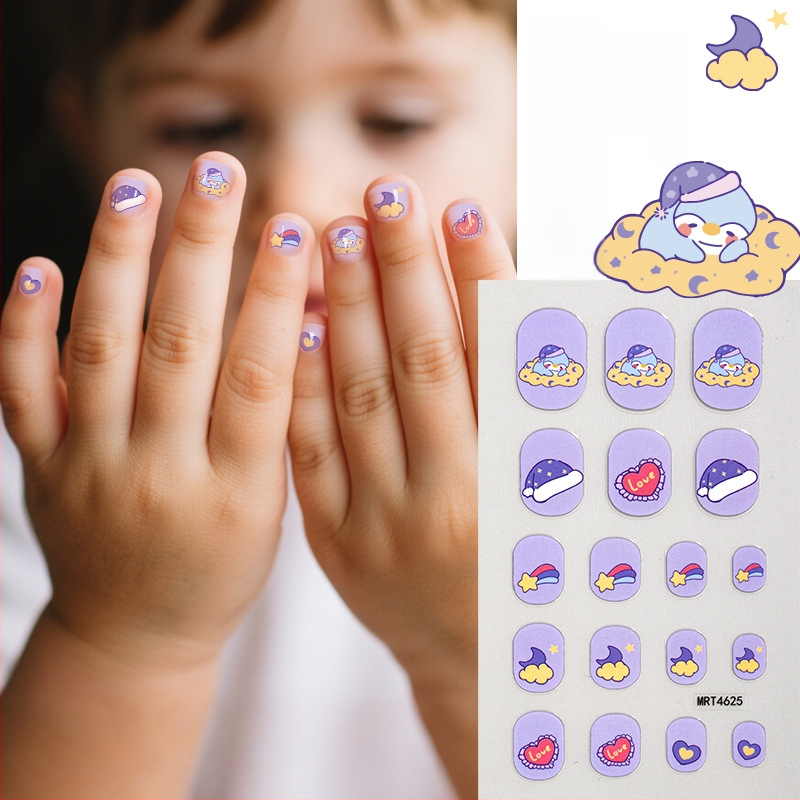 Laste küünte kleebiste komplekt – DIY küünekunst karikatuurloomade ja puuviljade mustritega, 5 g