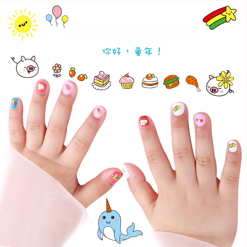 Laste küünte kleebiste komplekt – DIY küünekunst karikatuurloomade ja puuviljade mustritega, 5 g