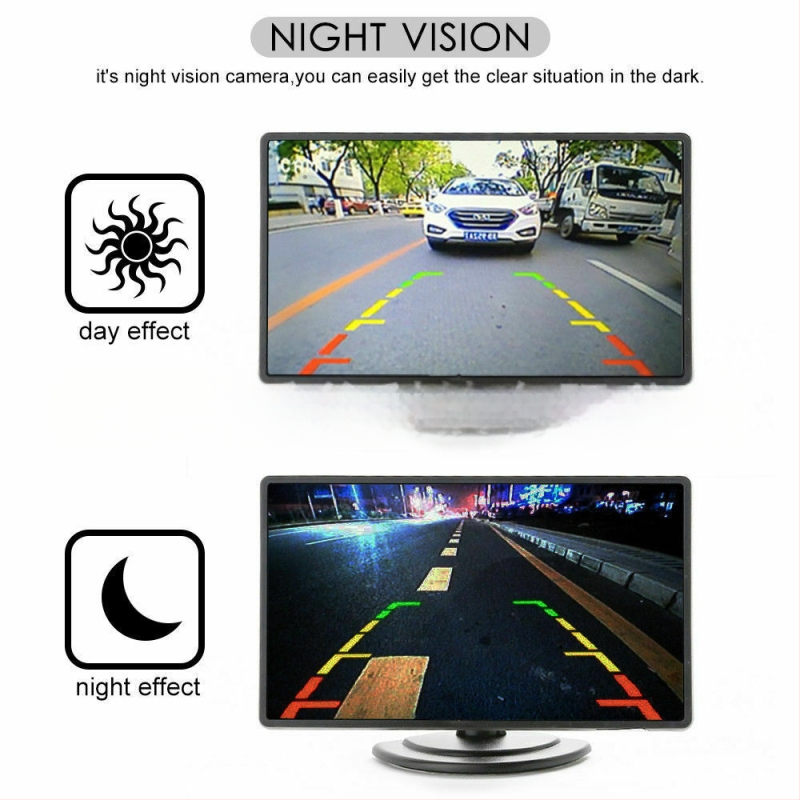 170° kolmnurkne tagantvaate kaamera öise nägemisega auto jaoks - 12 V, 520 TVL, RCA pistik 1.0 VP-P, 75 Ω, vastupidav plastkorpus, kaal 0.197 kg