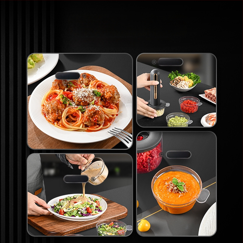 Elektriline mini köögimasin küüslaugu pastaks ja köögiviljadele, Maht <1L, 3 kiirust, ≤36V, 3 terad