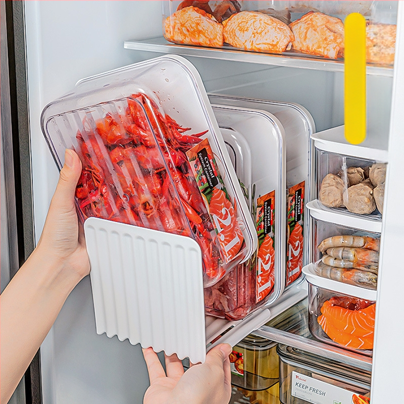 Külmkapi korrastamise karp jaapani stiilis, suletavate osadega ühe nädala toidu ettevalmistuseks