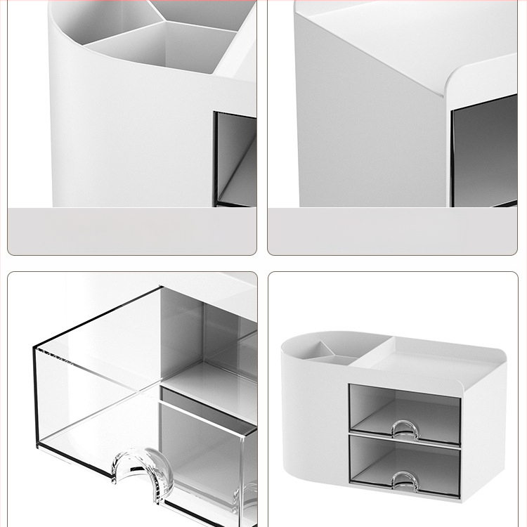 Laua pliiatsihoidja karp koos tõmmatava osaga – kontori organiseerija, 18 L maht, puidust muster, jaapani stiil, plastik, käepide