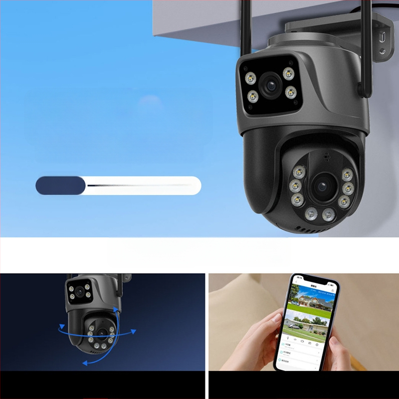 Kahe objektiiviga WiFi PTZ valvamiskaamera öise nägemisega, 6MP, sise- ja välistingimustes kasutamiseks