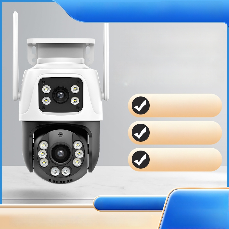 ICSEE Juhtmevaba öövaatluskamera kahekordse objektiiviga, 360° vaade, 1080TVL, 2,4 mm objektiiv