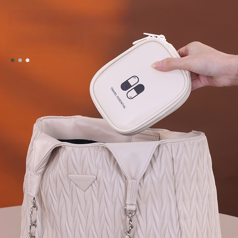 Väike kaasaskantav ravimite hoiukott, mudel 105, kuubikukujulised, PU materjal, mitmekülgne, reisile ideaalne