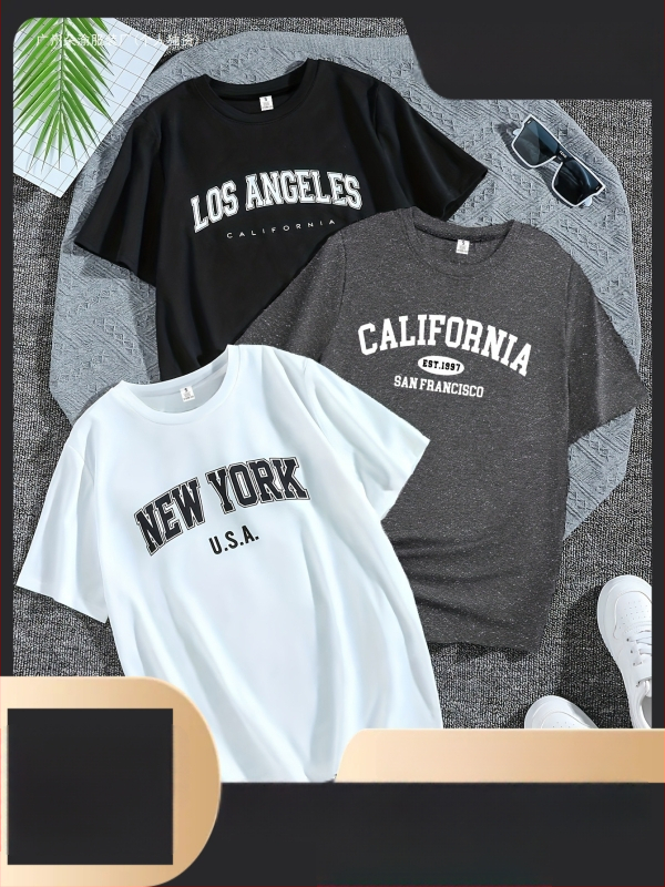 3-osaline naiste T-särkide komplekt, puuvillane, liblikate ja lillede trükk, vaba lõige, ümmargune kaelus, lühikesed varrukad