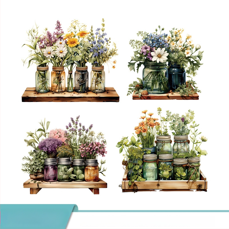 PVC seinakleebis taimede ja lillede motiiviga, veekindel, isekleepuv, sobib elutoa ja magamistoa dekoratsiooniks, kaasaegne lame seinakleebis