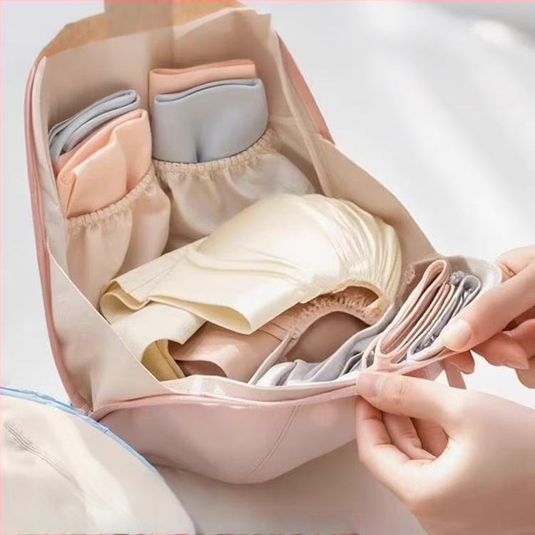 Aluspükide ja sokkide hoiukott, kolm ühes reisikorraldaja, kaasaskantav käekotti stiil, Peach Skin materjal, mudel snb-065