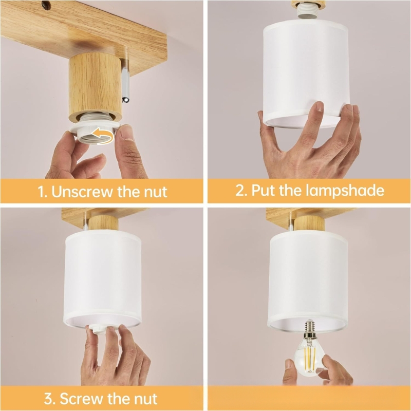 LED laevalgustus E14 baasi, puidust korpus ja klaasivarjuga, pööratav ja kokkupandav, sobib elutoa ja söögitoa jaoks, valgustusalad 5–10 m², pinge ≤36V