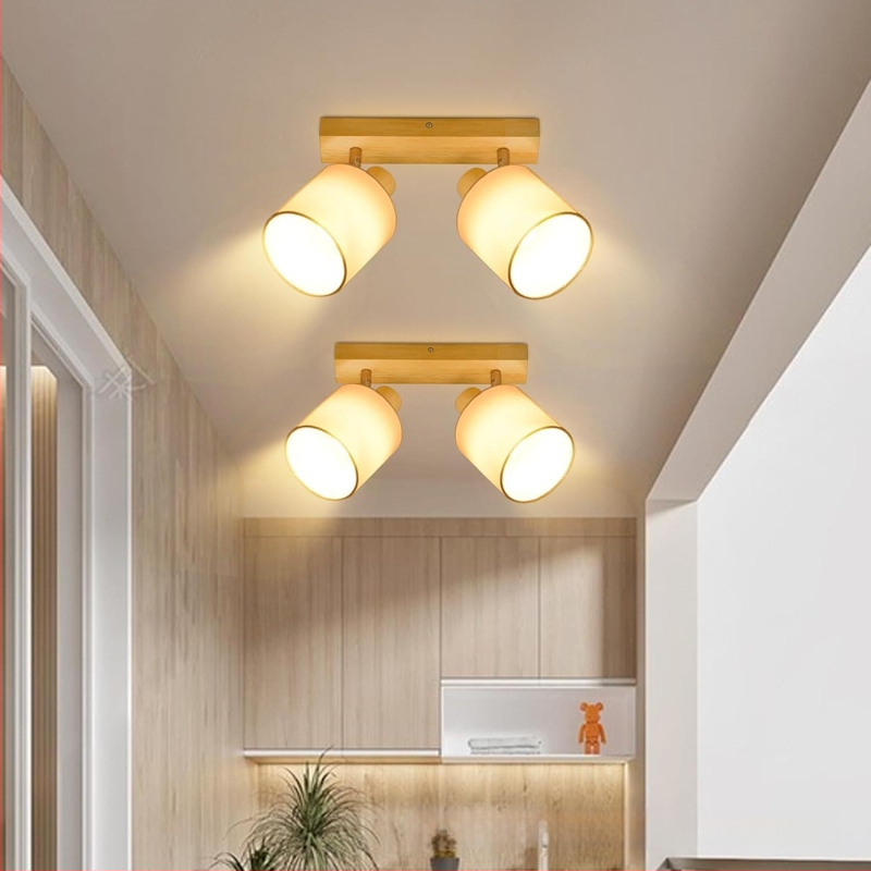 LED laevalgustus E14 baasi, puidust korpus ja klaasivarjuga, pööratav ja kokkupandav, sobib elutoa ja söögitoa jaoks, valgustusalad 5–10 m², pinge ≤36V