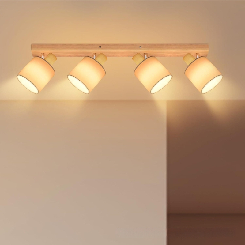 LED laevalgustus E14 baasi, puidust korpus ja klaasivarjuga, pööratav ja kokkupandav, sobib elutoa ja söögitoa jaoks, valgustusalad 5–10 m², pinge ≤36V