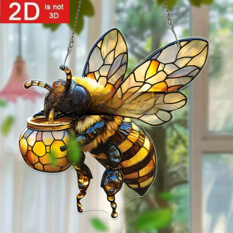 Akrüülline valguspüüdja mesilasteemaga, karikatuuristiil, auto riputatav dekoratsioon, väljaandmise talv 2024