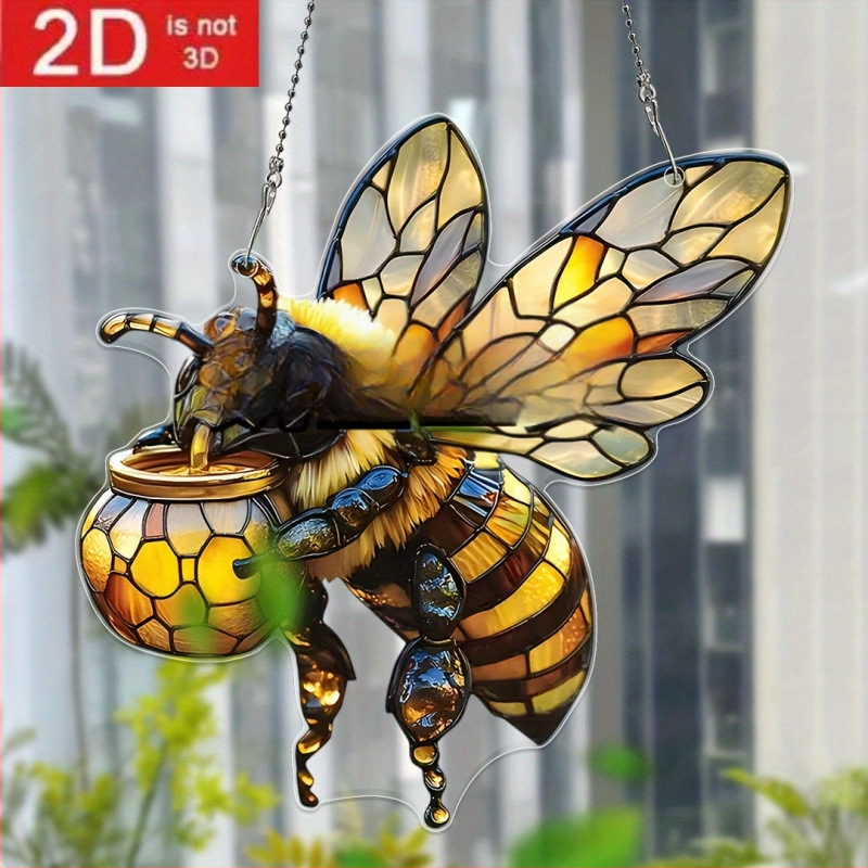 Akrüülline valguspüüdja mesilasteemaga, karikatuuristiil, auto riputatav dekoratsioon, väljaandmise talv 2024