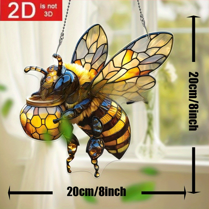 Akrüülline valguspüüdja mesilasteemaga, karikatuuristiil, auto riputatav dekoratsioon, väljaandmise talv 2024