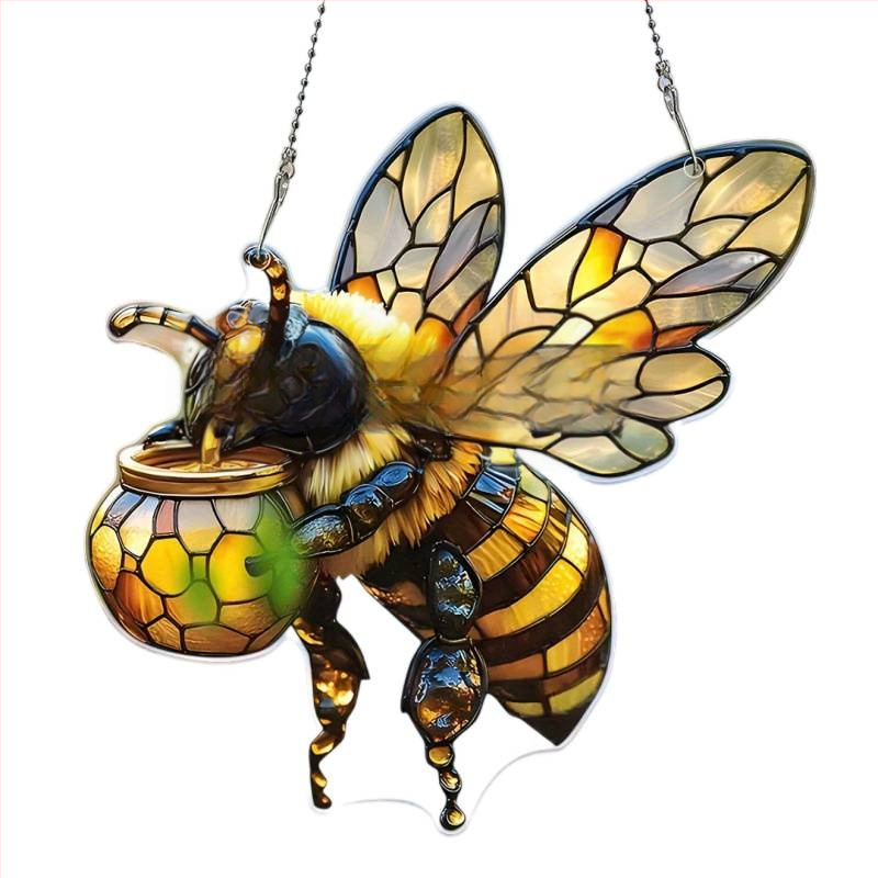 Akrüülline valguspüüdja mesilasteemaga, karikatuuristiil, auto riputatav dekoratsioon, väljaandmise talv 2024