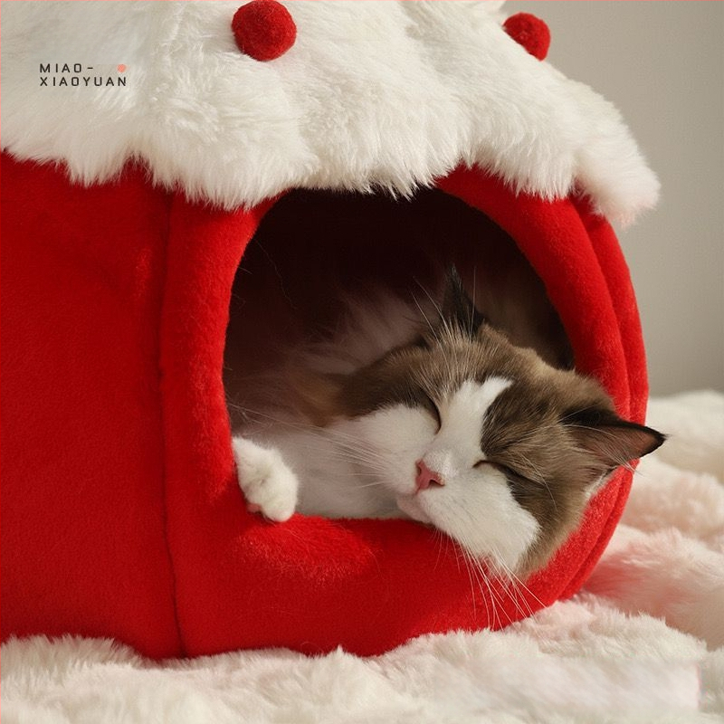 Suletud kassimaja talvise soojuse jaoks — kiisupesa/kennel; materjal: PP puuvill; sobib kassidele