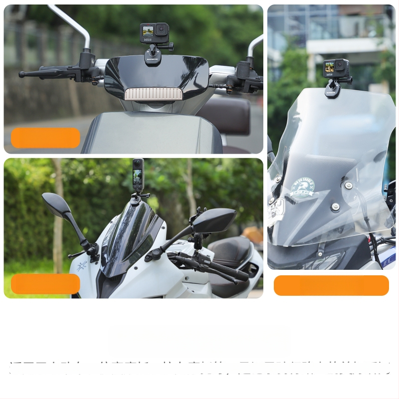 OSMO 360 Mootorratta tuuleklaasi klipikaamera kinnitus, ZJ846, alumiiniumisulamist segu + silikoon, 76×41×40 mm, ühildu Action-kaameratega