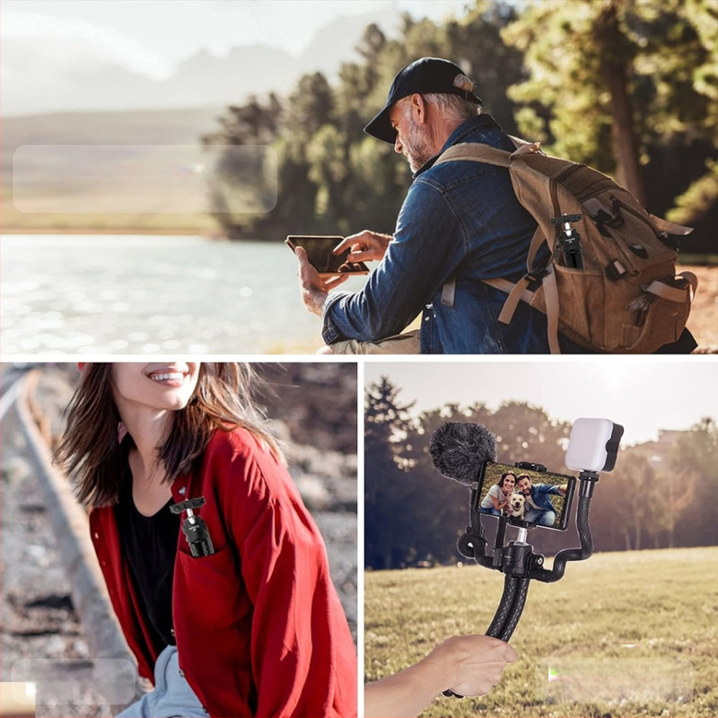 Truifoto laua-alus statiiv sobib peegelkaameratele, action-kaameratele ja nutitelefonidele; ABS materjal; paindlik ja reguleeritav otseülekandeks ja pildistamiseks.