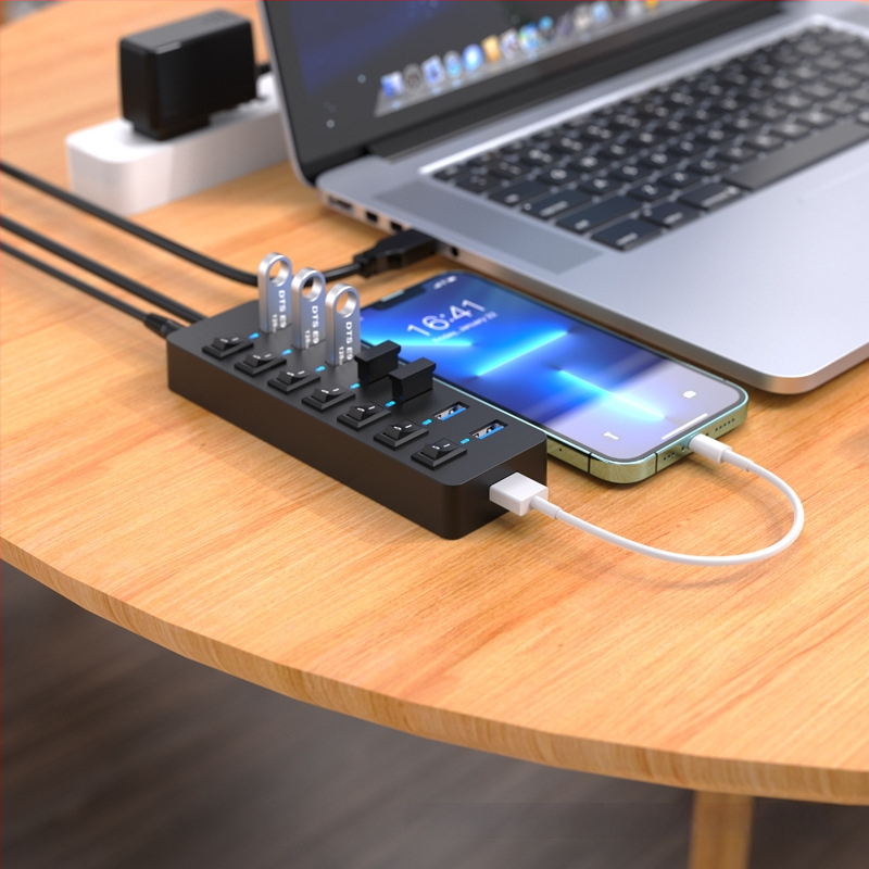 7-porte USB 3.0 hub välise toiteallikaga, 5 Gbps, 60 cm kaabel