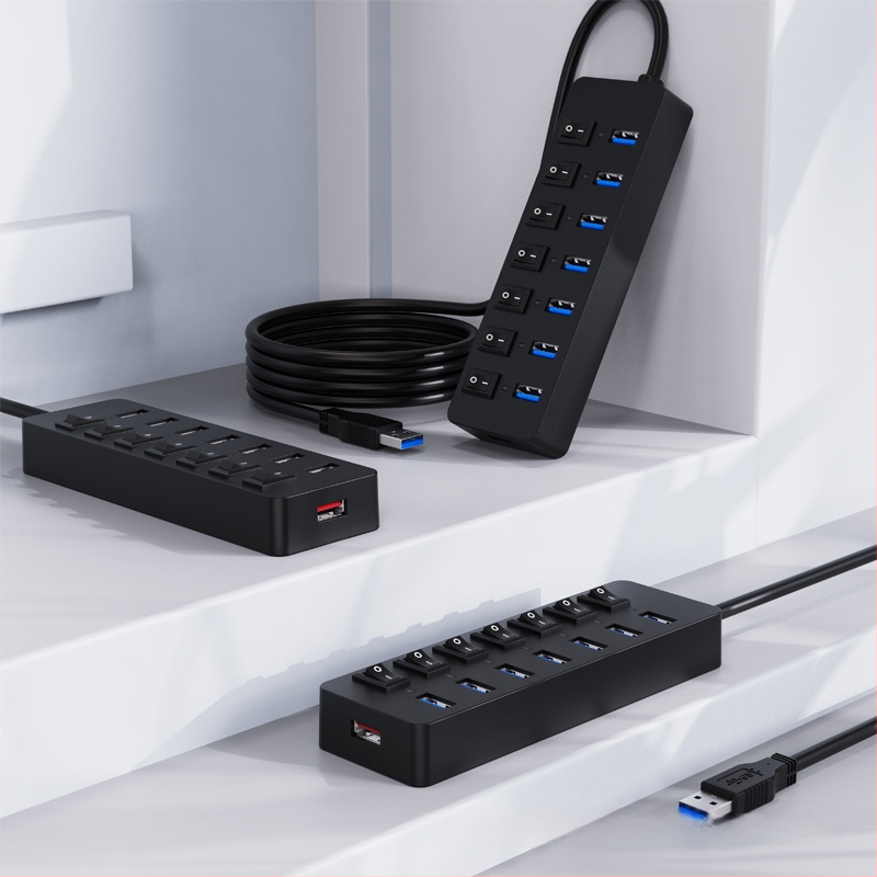 7-porte USB 3.0 hub välise toiteallikaga, 5 Gbps, 60 cm kaabel