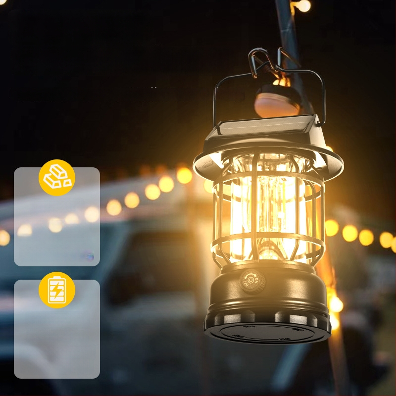 Päikesepõhine LED-kempingu lamp, veekindel välistingimustes kasutamiseks, laetav aku 1200mAh, 60 LED, 5V, 5W