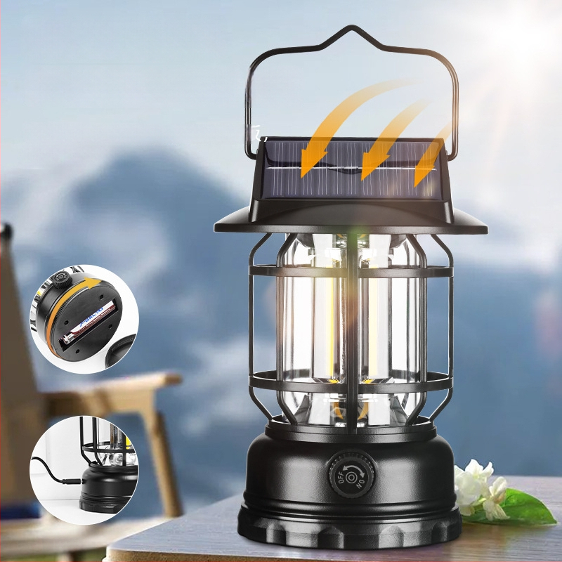 Päikesepõhine LED-kempingu lamp, veekindel välistingimustes kasutamiseks, laetav aku 1200mAh, 60 LED, 5V, 5W