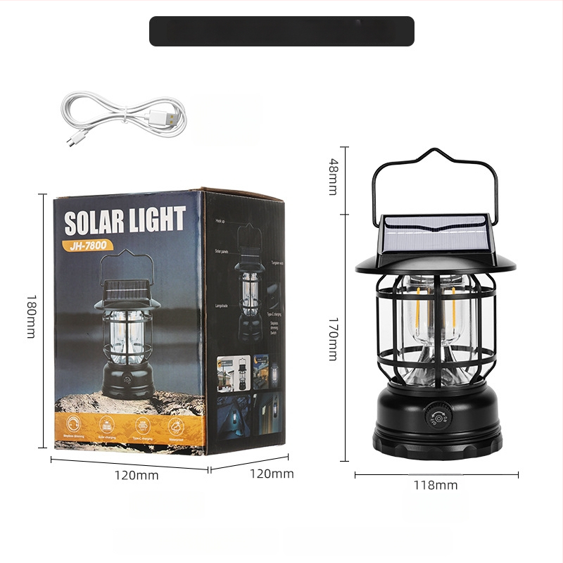 Päikesepõhine LED-kempingu lamp, veekindel välistingimustes kasutamiseks, laetav aku 1200mAh, 60 LED, 5V, 5W