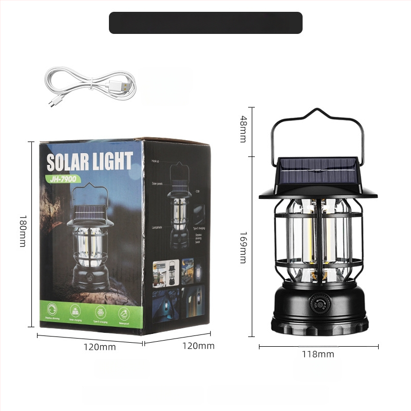 Päikesepõhine LED-kempingu lamp, veekindel välistingimustes kasutamiseks, laetav aku 1200mAh, 60 LED, 5V, 5W