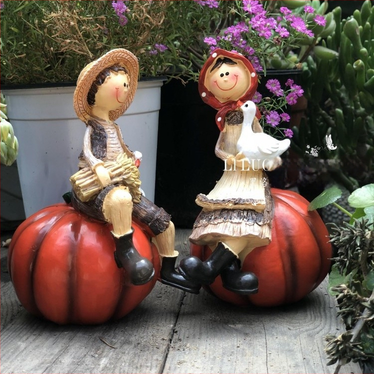 Aiapargi elf figuur – Ameerika maapiirkonna stiil, poiss ja tüdruk, resinist ornament, tootekood Ltao1024428568; kingitus sünnipäevaks, jõuludeks; reklaamkingitus